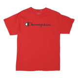 CHAMPION Mens Red Graphic T-Shirt M Short Sleeve Crew Neck Classic Cotton Blend