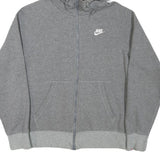 NIKE Mens Grey Full Zip Hoodie S Cotton Blend Sportswear Casual Zip Up