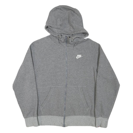 NIKE Mens Grey Full Zip Hoodie S Cotton Blend Sportswear Casual Zip Up