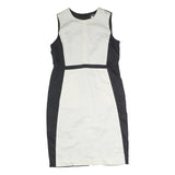 S MAX MARA Womens Black & Cream Sleeveless Day Polyester Sheath Dress M Elegant