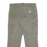 CARHARTT Mens Cotton Blend Olive Relaxed Fit Straight Trousers W34 L30 Workwear