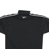 REEBOK Mens Black & White Track Jacket L Polyester Blend Zip Short Sleeve
