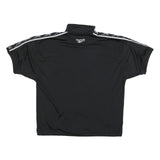 REEBOK Mens Black & White Track Jacket L Polyester Blend Zip Short Sleeve