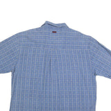 FUBU Mens Blue & White Check Shirt 2XL Cotton Blend Casual Short Sleeve