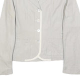 S MAX MARA Womens Grey Cotton Blend Jacket UK 10 Button Closure Classic Fit