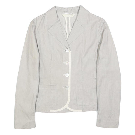 S MAX MARA Womens Grey Cotton Blend Jacket UK 10 Button Closure Classic Fit