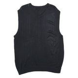 TRUST Mens Black Argyle Pattern V-Neck Chunky Knit XL Sleeveless Jumper Vest