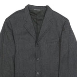 BALLY Mens Grey Herringbone Wool Blend Classic Jacket XL Button Formal Outerwear