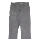 CARHARTT Mens Grey Regular Fit Straight Trousers Workwear W30 L29 Cotton Blend