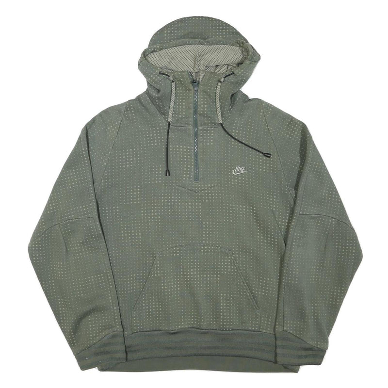 NIKE Mens Green Cotton Blend Pullover Hoodie M Reflective Dots TCC Interclubs