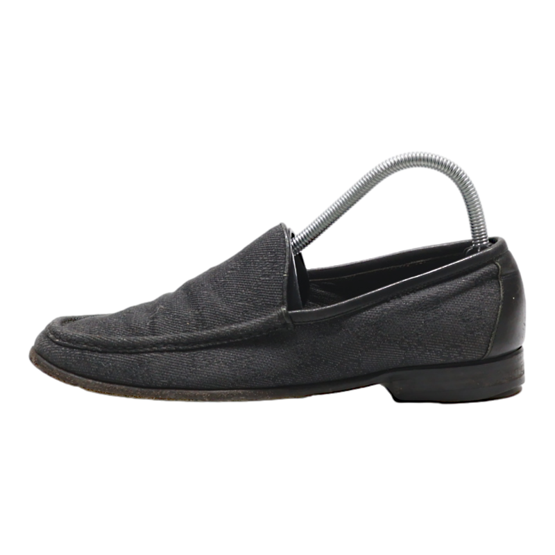 GUCCI Loafer Shoes Grey Canvas Mens UK 6.5