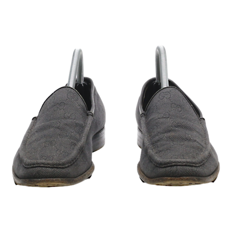GUCCI Loafer Shoes Grey Canvas Mens UK 6.5