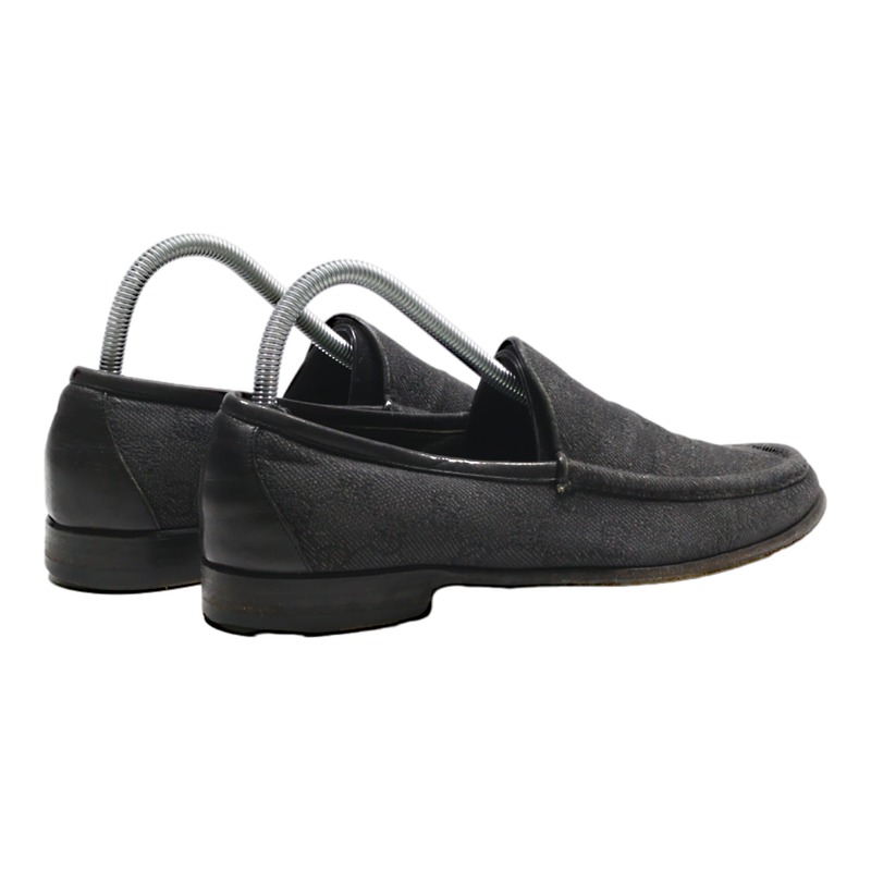 GUCCI Loafer Shoes Grey Canvas Mens UK 6.5