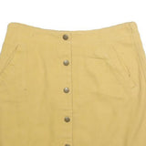 MIAMI Womens Beige Cotton Blend Mini Skirt Button Closure Casual Pocketed Size S