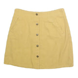 MIAMI Womens Beige Cotton Blend Mini Skirt Button Closure Casual Pocketed Size S