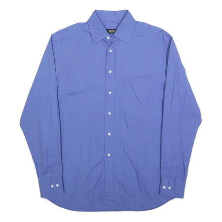 HUGO BOSS Mens Blue Classic Cotton Shirt L Long Sleeve Button Shirt