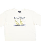 NAUTICA Mens White Graphic T-Shirt L Short Sleeve Crew Neck Cotton L