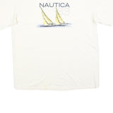 NAUTICA Mens White Graphic T-Shirt L Short Sleeve Crew Neck Cotton L