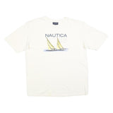 NAUTICA Mens White Graphic T-Shirt L Short Sleeve Crew Neck Cotton L