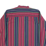BASIC EDITIONS Mens Red & Green & Blue Striped Shirt XL Button-Down Cotton