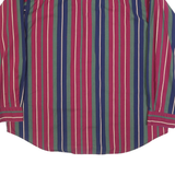 BASIC EDITIONS Mens Red & Green & Blue Striped Shirt XL Button-Down Cotton