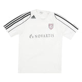 ADIDAS Mens White & Black FC Nordstern Graphic T-Shirt S Short Sleeve V-Neck