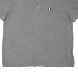 TOMMY HILFIGER Mens Grey Short Sleeve Polo Shirt XL Cotton Blend Basic Casual
