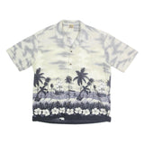 WINNIE FASHION Mens White & Grey Hawaiian Shirt Cotton 2XL Summer Beachwear