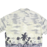 WINNIE FASHION Mens White & Grey Hawaiian Shirt Cotton 2XL Summer Beachwear
