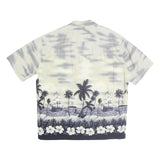 WINNIE FASHION Mens White & Grey Hawaiian Shirt Cotton 2XL Summer Beachwear