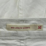 Levis Denim Shorts - 32W UK 12 White Cotton