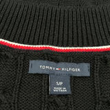 Tommy Hilfiger V-Neck Sweater - Small Black Cotton
