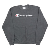CHAMPION Mens Grey Pullover Sweatshirt M Classic Logo Cotton Blend Comfort