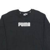 PUMA Womens Black Cotton Blend Crew Neck XS Logo Print Sweatshirt Pullover