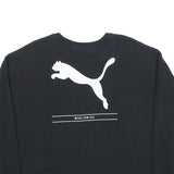 PUMA Womens Black Cotton Blend Crew Neck XS Logo Print Sweatshirt Pullover