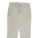CARHARTT Mens Relaxed Beige Cotton Blend Cargo Trousers W34 L30 Workwear Durable