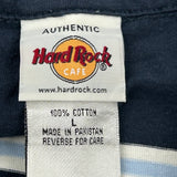 Hard Rock Cafe Striped Polo Shirt - Large White Cotton