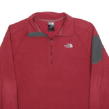 THE NORTH FACE Mens Red Pullover Plain Crew Neck Basic Knit L Zip Outdoor Jumper