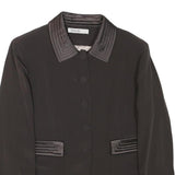 SOLVA Womens Black Wool Blend Button Jacket XS Woven Cropped Classic