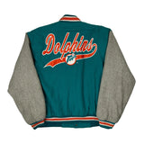 Miami Dolphins Logo Athletics Football Varsity Jacket - Large Gray Wool Blend