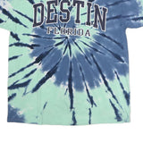 GILDAN Mens Blue & Green Tie Dye Destin Florida Graphic T-Shirt XL Short Sleeve