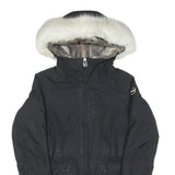COLMAR Womens Black Faux Fur Collar Jacket M Polyester Blend Zip Hooded