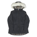COLMAR Womens Black Faux Fur Collar Jacket M Polyester Blend Zip Hooded