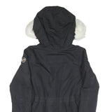 COLMAR Womens Black Faux Fur Collar Jacket M Polyester Blend Zip Hooded