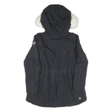 COLMAR Womens Black Faux Fur Collar Jacket M Polyester Blend Zip Hooded