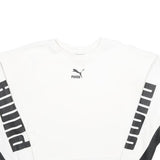 PUMA Womens White & Black Cropped Sweatshirt XS Crew Neck Long Sleeve Sportswear