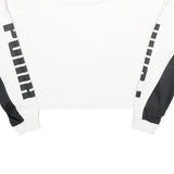 PUMA Womens White & Black Cropped Sweatshirt XS Crew Neck Long Sleeve Sportswear