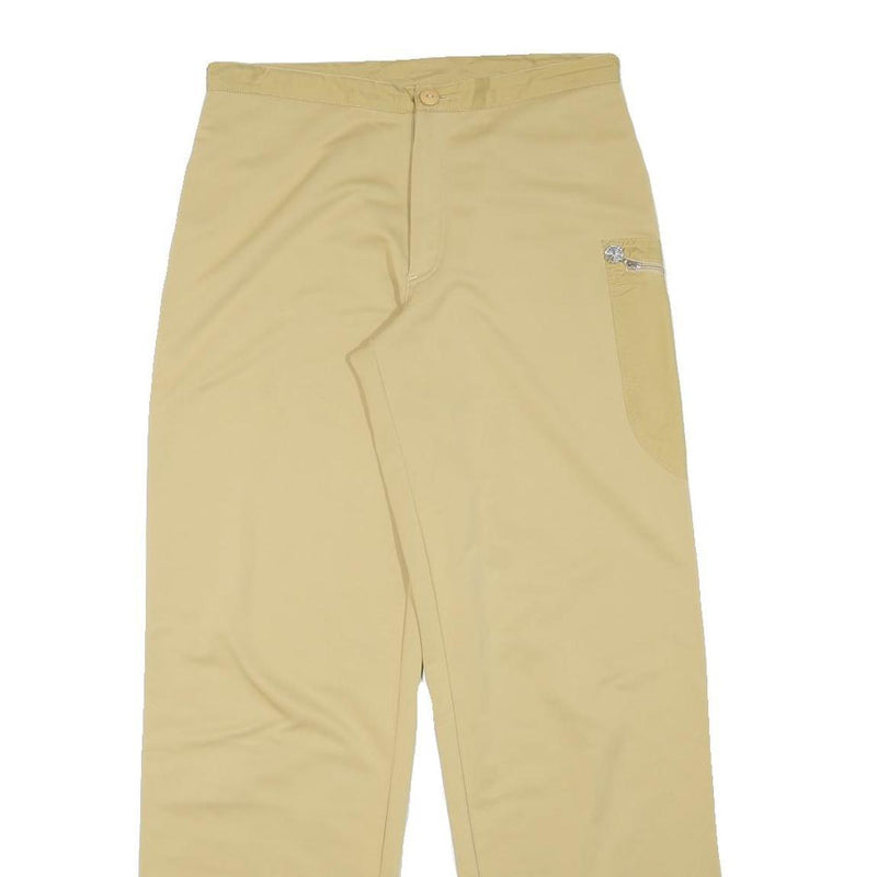 REEBOK Womens Polyester Blend Beige Relaxed Wide-Leg Trousers W28 L30 Zippered