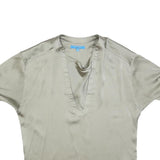 DEREK LAM Womens Beige Silk Blend Basic Top Short Sleeve V-Neck Size S
