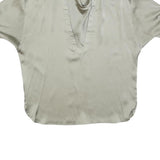 DEREK LAM Womens Beige Silk Blend Basic Top Short Sleeve V-Neck Size S
